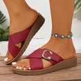 thumbnail image 4 of HTHLVMD Sandales à Talon Compensé à Enfiler pour Femmes, Platform Mules, Chaussures de Plage à Enfiler, Sandales d'Été pour Femme, Sandales à Plateforme à Bout Ouvert à Brides Croisées pour Femmes, Mode à Enfiler, Rouge 6, 4 of 7