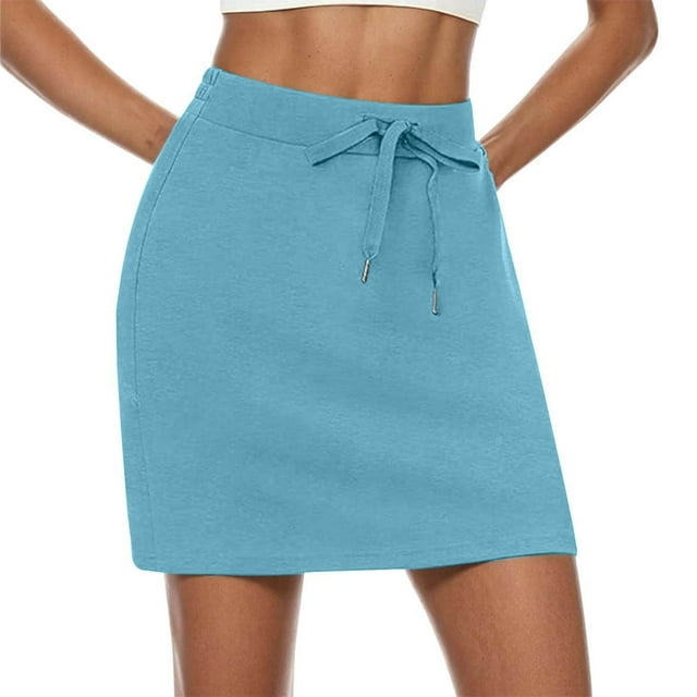 SHIXIAOO Skorts for Woman Summer Skirts for Women Drawstring Skirt Built In Shorts with Pockets Tennis Outfits Skirts for Women plus Size Skirt with Shorts underneath Anime Skirts Skirt Bathing Suits