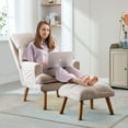thumbnail image 5 of Bonzy Home Accent Chair with Ottoman, Adjustable Backrest Seat,Velvet Fabric Chair for All Age,Beige, 5 of 9