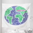 thumbnail image 1 of Feminist Tapestry, Gender Equality and Womens Right All over the World Theme Globe Shape, Fabric Wall Hanging Decor for Bedroom Living Room Dorm, 5 Sizes, Indigo Fern Green Pink, by Ambesonne, 1 of 1