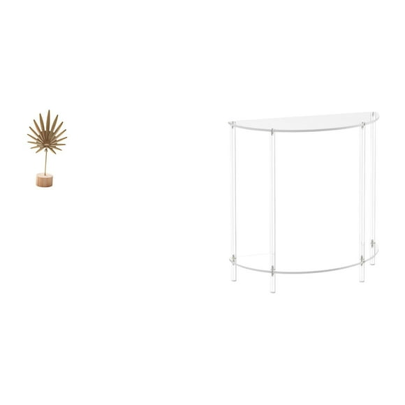 Siruishop Leaf Inspired Metal Acrylic Sculpture Table Ornament for Creative Nordic Home Decor Abstract Figurine Accent End Table Bathroom Living Room