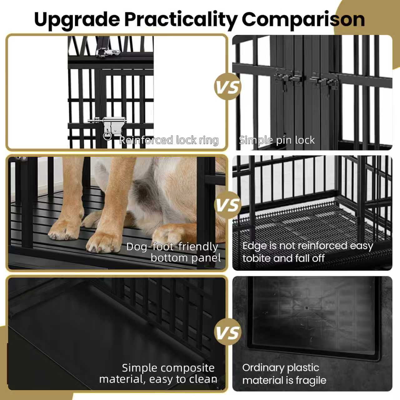 Heavy Duty Dog Crate for Large Dogs, 58 inches Extra Large Dog Kennel Indoor, Indestructible Dog Crate for High Anxiety Dogs, Double Door with Wheels