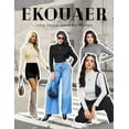 thumbnail image 2 of Ekouaer Womens Long Sleeve Shirts Square Neck Slim Fit Basic Tops Ribbed Thermal Undershirts Layering Tee, 2 of 6