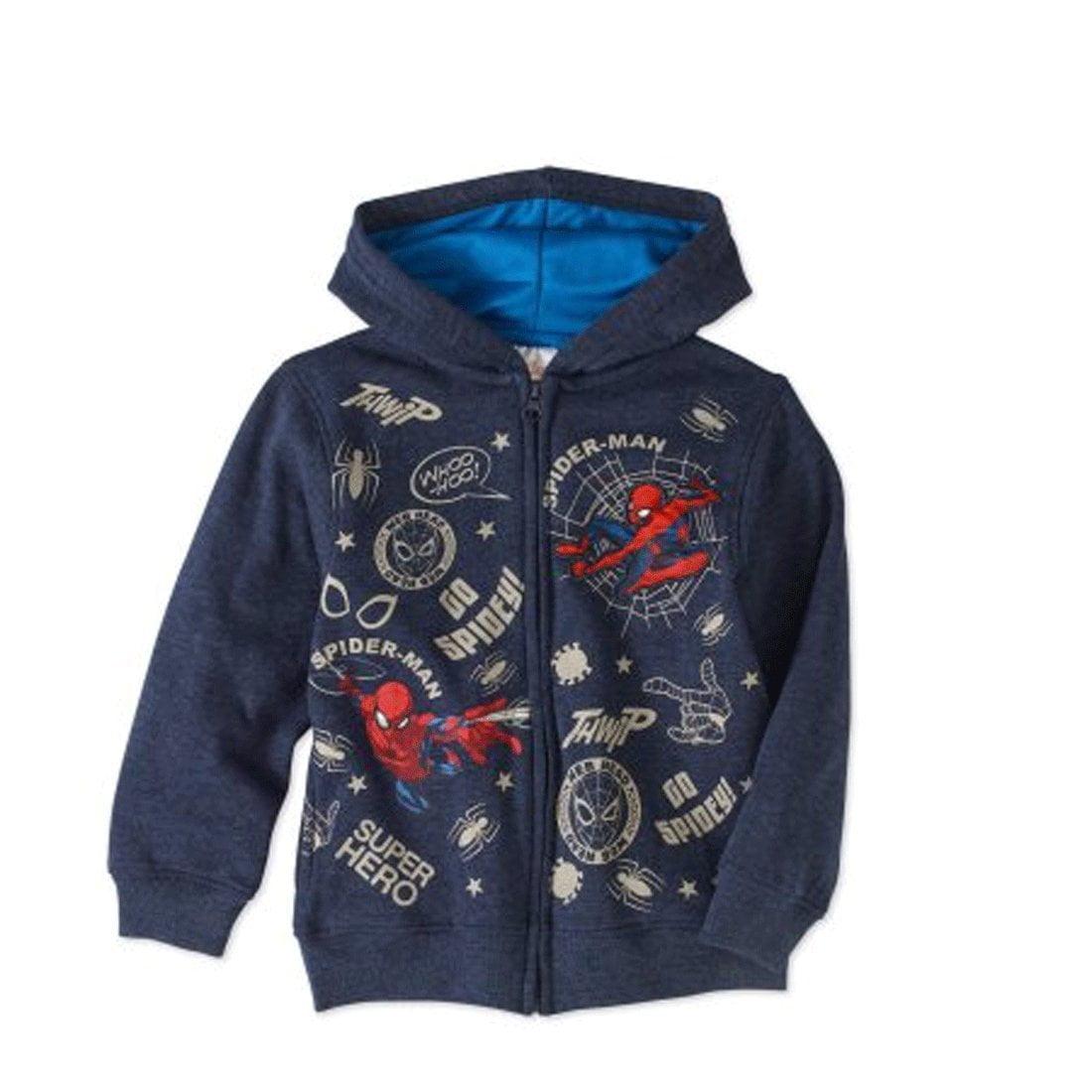 marvel spiderman hooded denim jacket