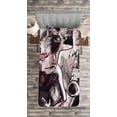 thumbnail image 3 of Ambesonne Music Quilted Bedspread Set 2 Pcs, Jazz Musician Saxophone, Twin Size, Pink Black White, 3 of 3
