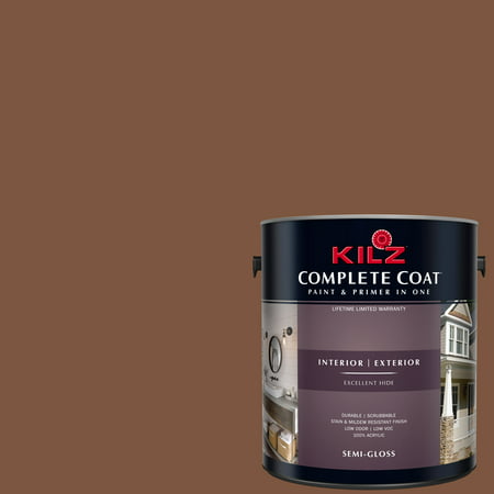 KILZ COMPLETE COAT Interior/Exterior Paint & Primer in One, #LC290-02 Yule (Best Paint For Log Cabins)