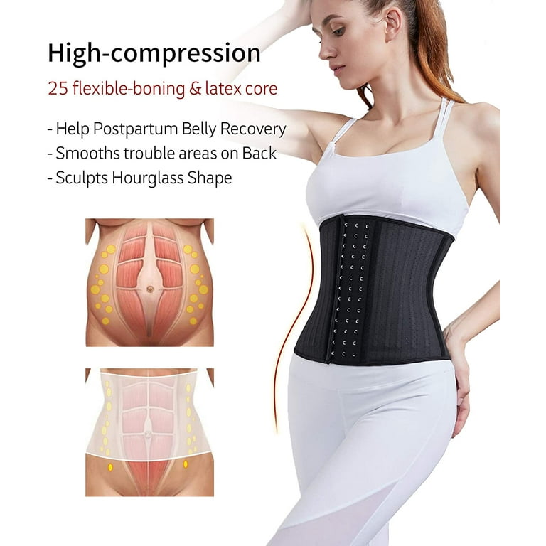 YIANNA Breathable Waist Trainer for Women Underbust Latex Sport Girdle  Corsets Cincher Hourglass Body Shaper,YA11533-Black-5XL 