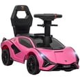 thumbnail image 2 of Aosom Licensed Lamborghini Sit and Scoot Ride on w/ Music Headlights, Pink, 2 of 9