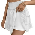 thumbnail image 4 of YDFCWXW Women Chiffon Skirts High Waist Ruffle Mini Skirts Tennis Golf Skirt Boho Summer Tiered Skirts with Built-in Shorts White, XXL, 4 of 6