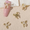 thumbnail image 1 of dianhelloya 20Pcs Nail Art Decor Sparkling Exquisite Shape Rust-proof Shiny Visual Effect Decorative Alloy Fabulous 3D Bow-knot Style L, 1 of 8