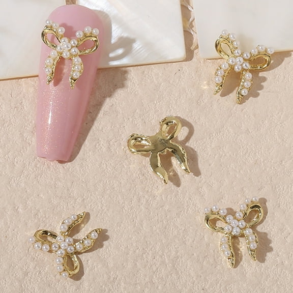 dianhelloya 20Pcs Nail Art Decor Sparkling Exquisite Shape Rust-proof Shiny Visual Effect Decorative Alloy Fabulous 3D Bow-knot Style T