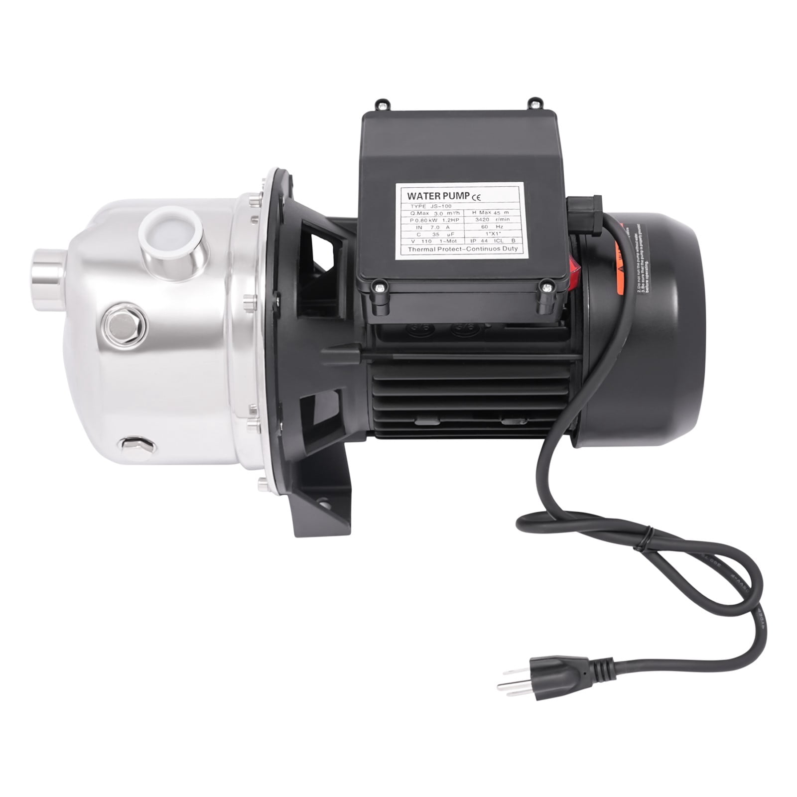 ToppiJoy 0.8KW 3420rpm Electric Water Pump, Water Pump with Flow Control and Pressure Switch, Portable Utility Pump for Fish Ponds,Gardens(1.2Hp)
