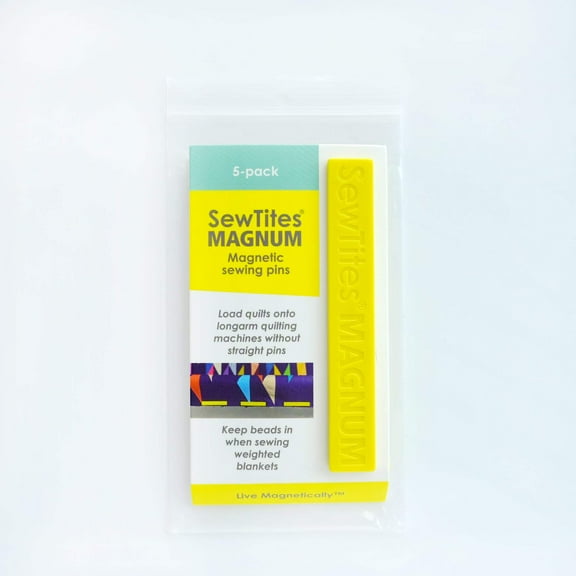 SewTites Magnum Magnetic Sewing Pins - Set of 5 Sewing Magnets to Replace Straight Pins & Sewing Clips (Yellow)