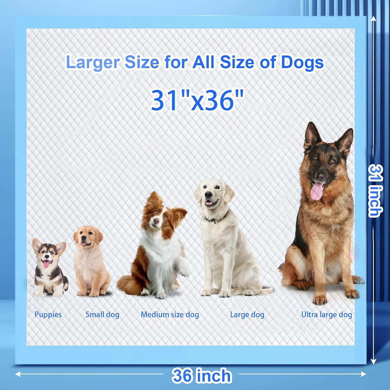 Extra Large Dog Pee Pads,Disposable Training Pads, Puppy Pads with high Absorbency and Leak-Proof Protection for House Training Cats,Rabbits,Dogs Leak-Proof Dog Pee Pads Extra Large