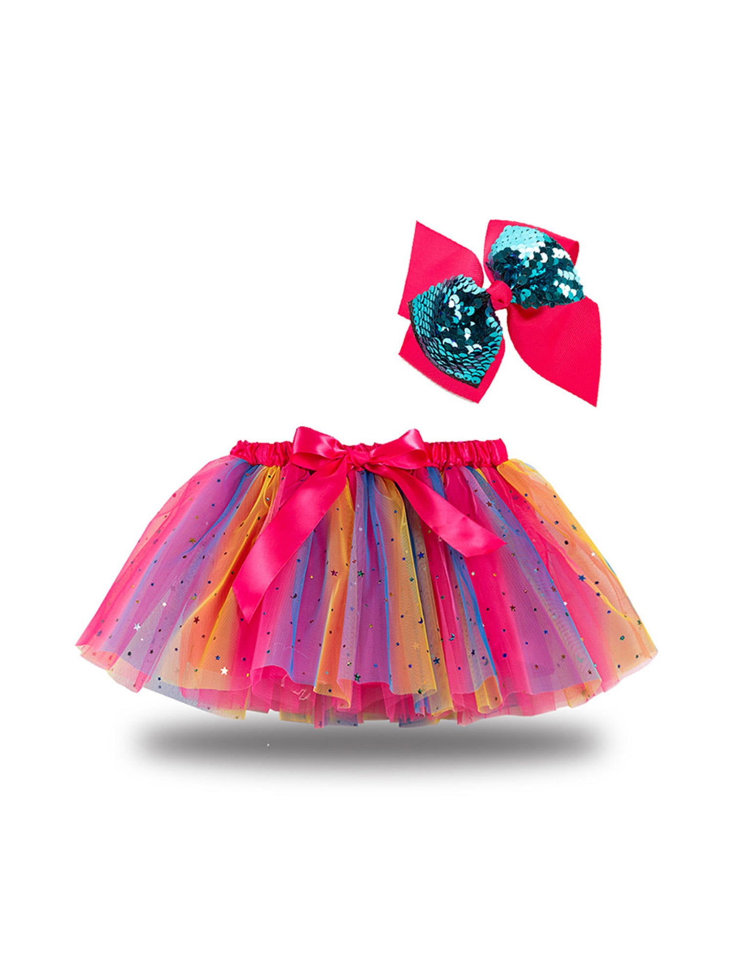 Bellella Little Kids Girls Tulle Ballet Skirt Color Stitching Elastic Waist Layered Tutus