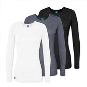 Adar Underscrubs for Women Multi Color 3 Pack - Long Sleeve Underscrub Comfort Tee
