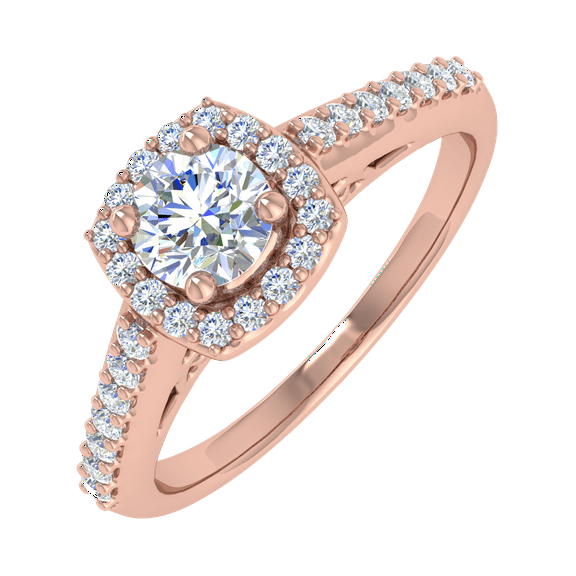 0.46 Carat Prong Set Diamond Engagement Ring Band in 14K Rose Gold (Ring Size 10)