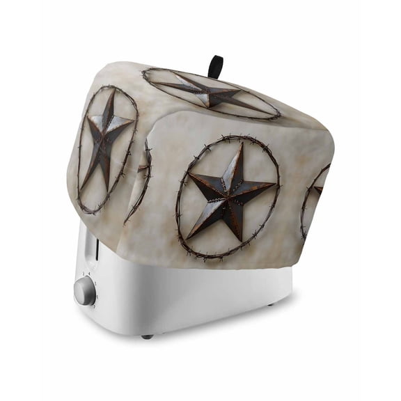 Fsddascl Farmhouse Vintage Toaster Cover 4 Slice, Large Kitchen Appliance Covers, Country Western Texas Star Aesthetic Toaster Oven Cover with Loop, Bread Machine Cover Polyester Dust Cover