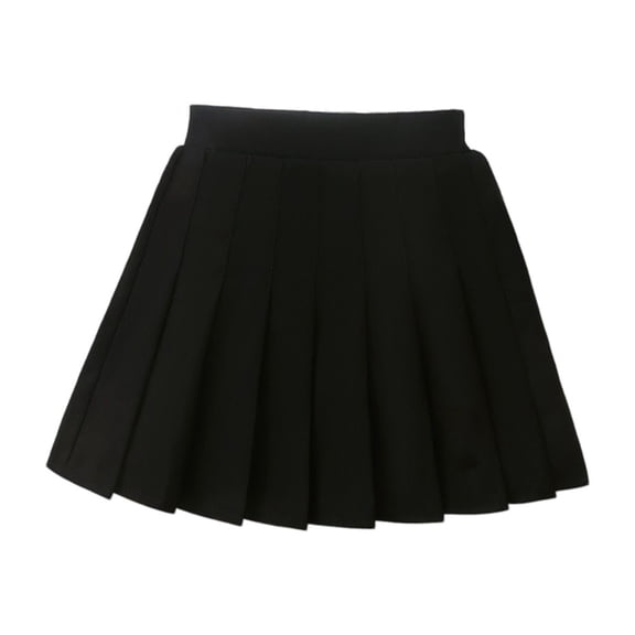 CPNG Girls Preppy Pleated Skirts High Waisted Solid Color A Line Mini Skirt School Uniform Skater Skirts(Black,11-12 Years)