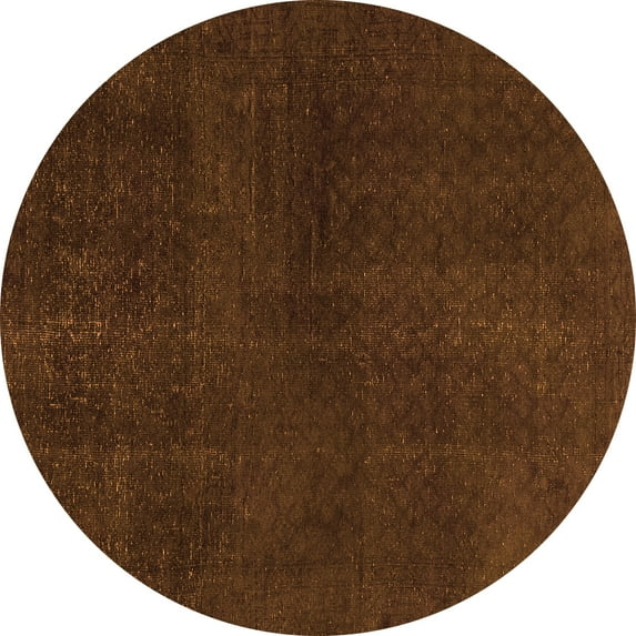Ahgly Company Indoor Round Abstract Orange Modern Area Rugs, 8' Round