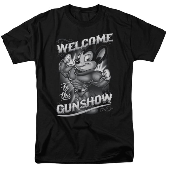 Mighty Mouse Mighty Gunshow Adult 18/1 T-Shirt Black