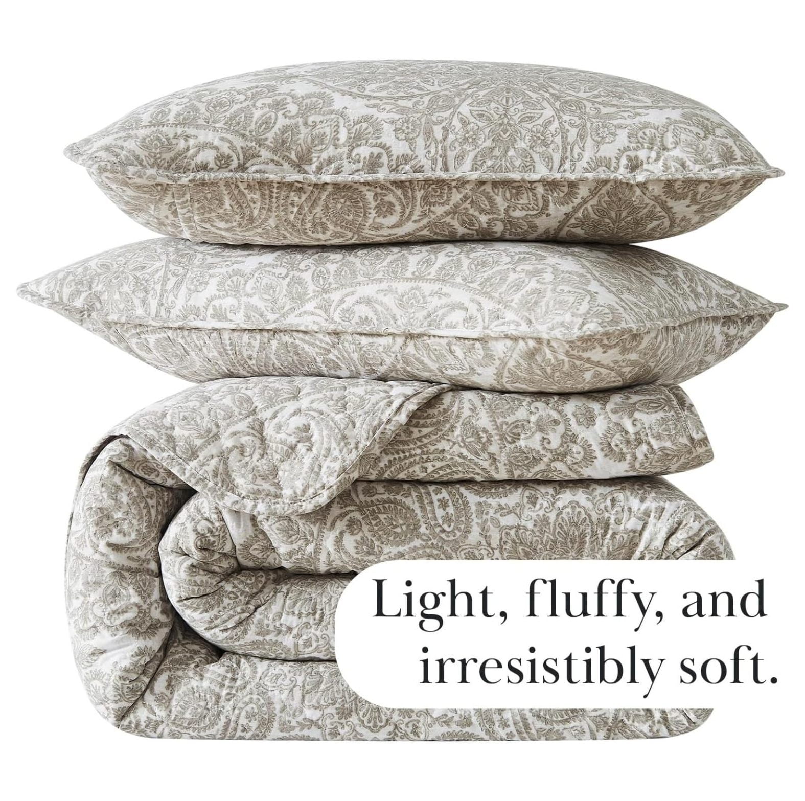Ashanti Collection Oversized Twin XL Quilt Set, Soft Coverlet, Lightweight Bedspread 2-Piece with one Matching Quilted Pillow Sham (69 in Wide x 98 in Long), Twin/XL, Bone