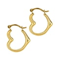thumbnail image 4 of Jewelstop 14K Real Yellow Gold Heart Hoop Tubular Earrings, 4 of 5