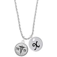 thumbnail image 1 of Delight Jewelry Silvertone Domed Black MD Silvertone Script Initial Disc - X - Charm Necklace, 20"+3", 1 of 1