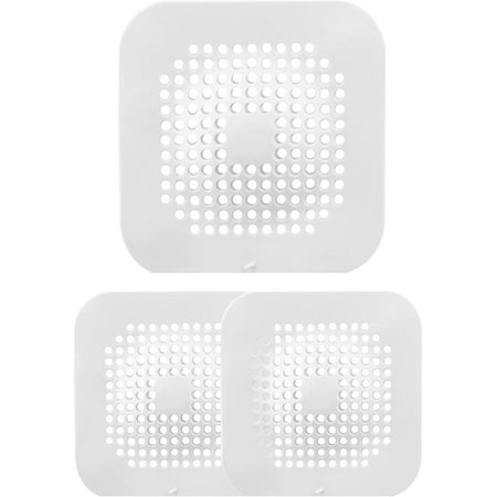 

2Pcs Raised Square Hair Catcher with Suction Cup - 5.83 Inch Silica Gel Floor Shower Drain Cover Bathroom Hair Stopper for Bathtub Kitchen(Grey)