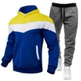thumbnail image 2 of VBTAPA Men's Hooded Athletic Tracksuit Casual Sports 2 Pieces Suits Color Block Hoodies and Sweatpants Jogging Matching Set with Pockets Yellow XXXL, 2 of 7