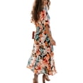 thumbnail image 3 of Valcatch Womens Casual Short Sleeve Boho Floral Printed V Neck Long Dress Side Slit Cocktail Party Maxi Wedding Dresses S-XXL, 3 of 7