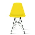 thumbnail image 3 of 2xhome Set of 2 Yellow Desk Chair Mid Century Modern Plastic Molded Shell Assembled Chairs Chrome Wire Metal Eiffel Side Armless No Arms DSW for Work Office Dining Living Kitchen Bedroom, 3 of 3