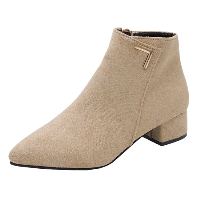 PEASKJP Bottes Souples pour Femmes, Mode, Bout Rond, Semelle Crantée, Bottines et Bottillons pour Femmes, Beige 40