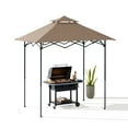 thumbnail image 3 of SUNJOY 8' x 5' Pop Up Grill Gazebo Double Tiered Outdoor Gazebo Standing-Height Canopy with Magnetic LED Light, Adjustable Ceiling Height, for BBQ,Picnics, Outdoor Events, Brown, 3 of 11