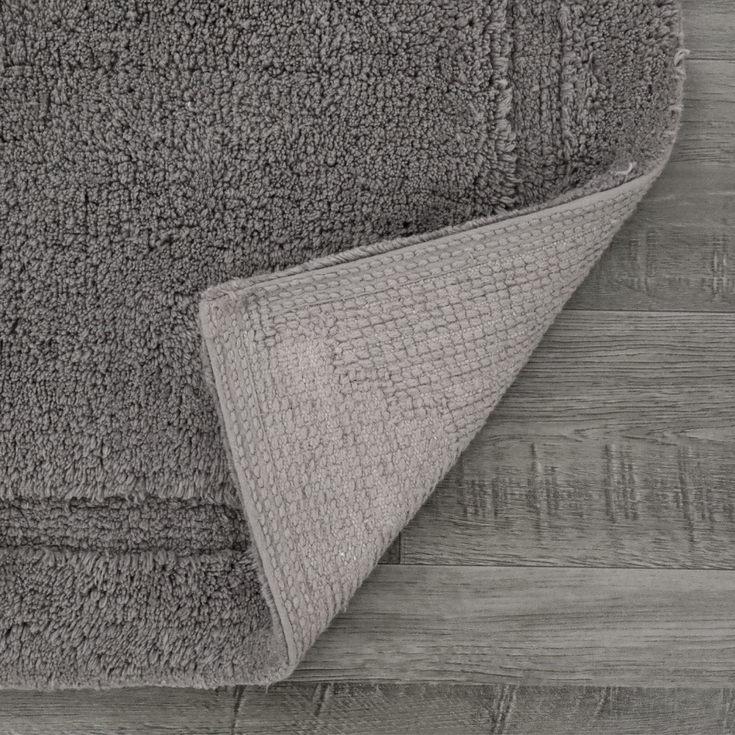 Jean Pierre New York Lydia Border 100% Cotton Bath Mat - Non-Slip Bath Rug - Charcoal Gray - 27"x45"