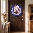 thumbnail image 4 of Independence Day Red White Blue Flag Fabric Foam Floral Wreath, Door Hanging Decor for 4th of July, 4 of 6