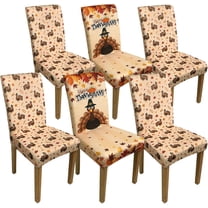 Fall Chair Covers Set of 6 Thanksgiving Turkey Dining Chair Protector Covers Thanksgiving Slipcovers Removable for Fall Thanksgiving Kitchen Party Hotel Thanksgiving Decorations