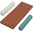 thumbnail image 1 of Leather Strop Kit for Knife Sharpening - Knife Strop Block 20x7.5 cm - Stropping Leather Kit LS2P11 with Green-Gray & White Polishing Compound - Knives Sharpener and Buffing Compounds, 1 of 6