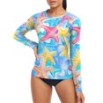 thumbnail image 4 of joogoo Womens UPF 50+ Rash Guard Starfish Watercolor Long Sleeve UV Protection Sun Shirts Tops S, 4 of 7