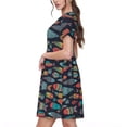 thumbnail image 2 of Easygdp Colorful Fish para Vestido Transpirable de Mujer, Vestido Suelto de Manga Corta con Pliegues y Bolsillos para el Verano, 2 of 6