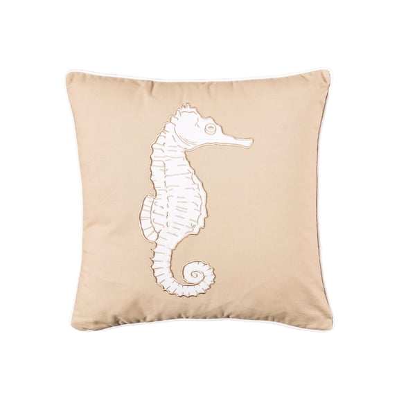 Seaside Seahorse Applique Accent Throw Pillow Decor
