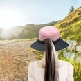 thumbnail image 2 of Sombrero de pescador de ala ancha de malla plegable con protección UV para mujer, ideal para verano, playa, pesca, uso al aire libre. Sombrero de playa para mujer, malla, cola de caballo alta, ala, 2 of 8