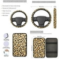 thumbnail image 3 of Yuyamidu Yellow Leopard Print Car Seat Cover Full Set of 13 Steering Wheel Cover Seat Belt Covers Center Console Cover Cup Coasters Keychain Auto Accessories, 3 of 6
