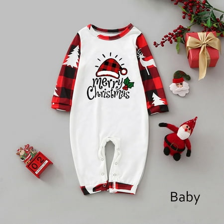 

Baby Parent-Child Set Round Neck Long Sleeve Plaid Home Bodysuit
