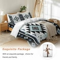 thumbnail image 7 of Teal Aztec Bedding Duvet Cover Set Full Size 4 Pieces Tribal Vintage Art Abstract Art Bedding Set with Zipper Closure, 1 Comforter Cover 86x86 Inches 1 Flat Sheet & 2 Pillow Cases, 7 of 7