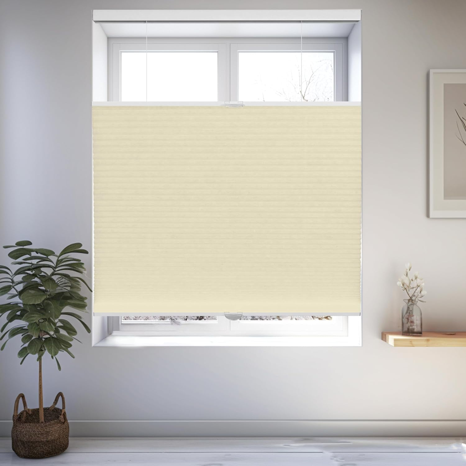Chicology Beige Light Filtering Cordless Top Down Bottom Up Cellular Shades 19.25 in. W x 48 in. L