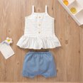 thumbnail image 4 of Newborn Infant Baby Girls Striped Camisol Vest Ruffled Tops+Shorts Set Outfits, 4 of 8