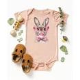 thumbnail image 3 of Easter Bunny Bubble Gum Bodysuit for Baby Girls Spring Holiday Cute Rabbit with Glasses Toddler One-Piece Peach Bodysuit 18 Months, 3 of 3