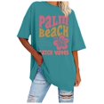 thumbnail image 1 of TSADFHJI Hauts pour Femmes Été Mode Décontractée Imprimé Col Rond Manches Courtes T-Shirt TG Bleu, 1 of 4