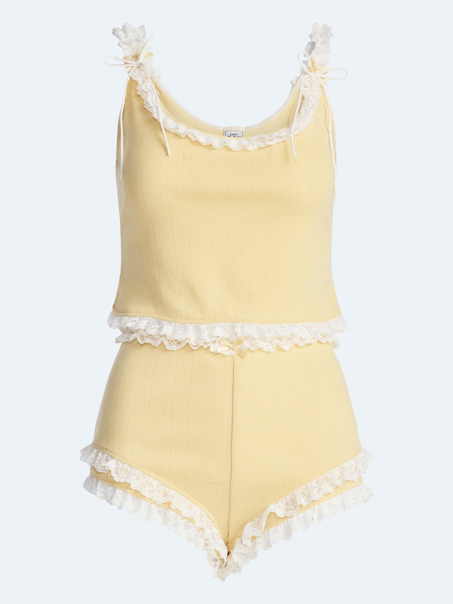 Kacey Lee Women's Pointelle Ruffle Sleep Set, 2-Piece, Sizes XS-XXL